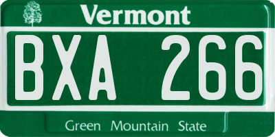 VT license plate BXA266