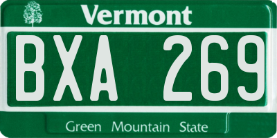 VT license plate BXA269