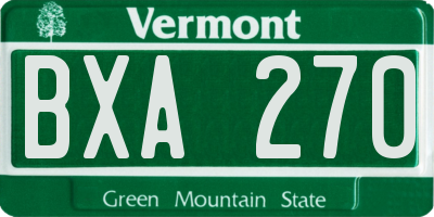 VT license plate BXA270
