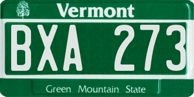 VT license plate BXA273