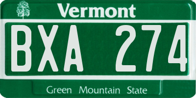 VT license plate BXA274
