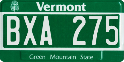 VT license plate BXA275