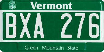 VT license plate BXA276