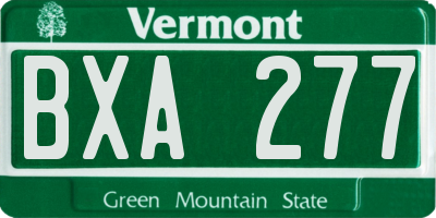 VT license plate BXA277