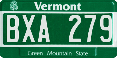 VT license plate BXA279