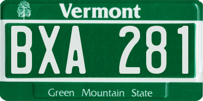 VT license plate BXA281