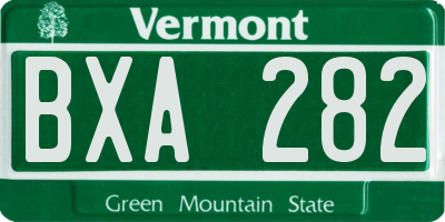VT license plate BXA282