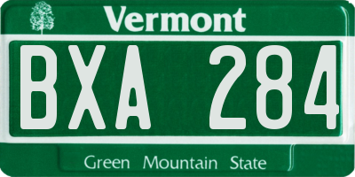 VT license plate BXA284