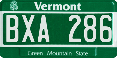 VT license plate BXA286