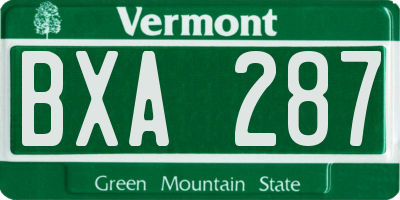 VT license plate BXA287