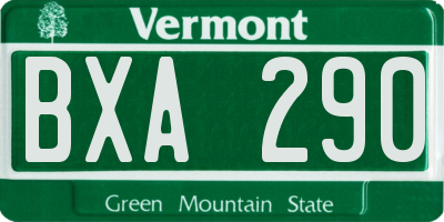 VT license plate BXA290