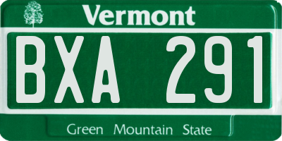 VT license plate BXA291