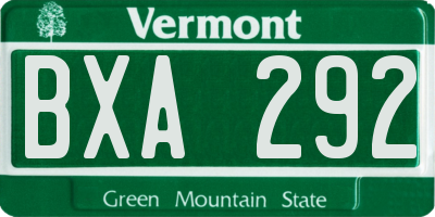 VT license plate BXA292