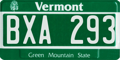 VT license plate BXA293