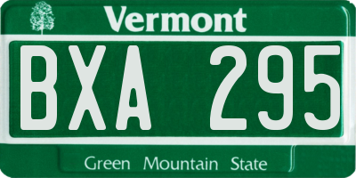 VT license plate BXA295