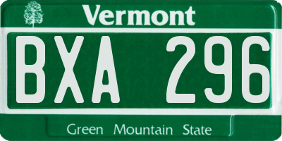 VT license plate BXA296