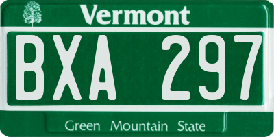 VT license plate BXA297