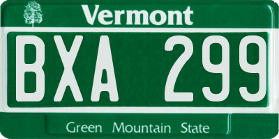 VT license plate BXA299