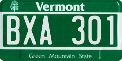 VT license plate BXA301