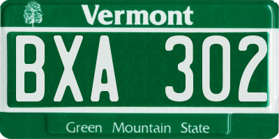 VT license plate BXA302