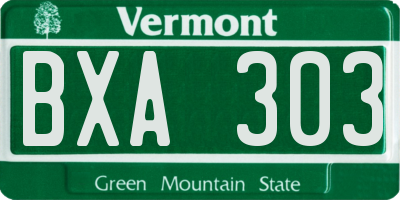 VT license plate BXA303