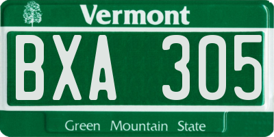 VT license plate BXA305