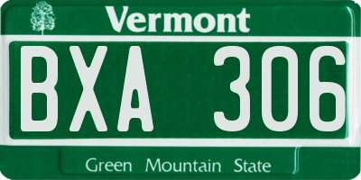 VT license plate BXA306
