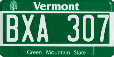 VT license plate BXA307