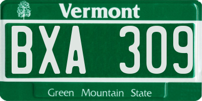 VT license plate BXA309