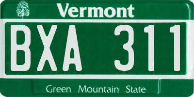 VT license plate BXA311