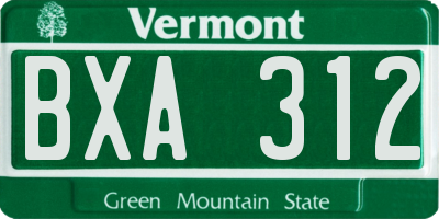 VT license plate BXA312