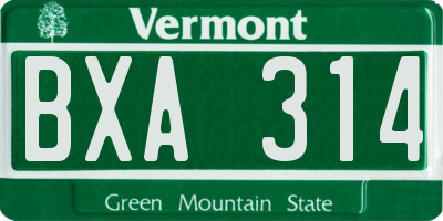 VT license plate BXA314