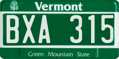 VT license plate BXA315