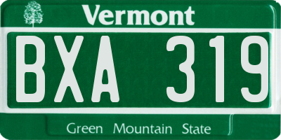 VT license plate BXA319