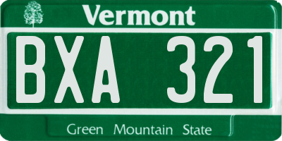 VT license plate BXA321