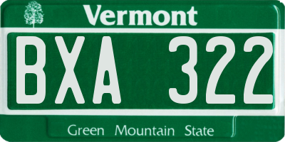 VT license plate BXA322
