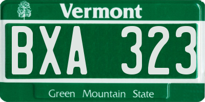 VT license plate BXA323