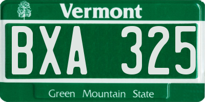 VT license plate BXA325