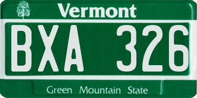 VT license plate BXA326