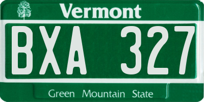 VT license plate BXA327