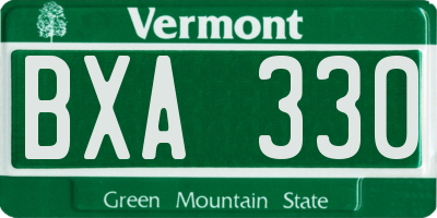 VT license plate BXA330