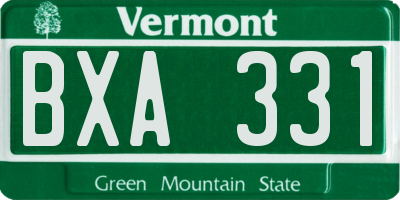 VT license plate BXA331