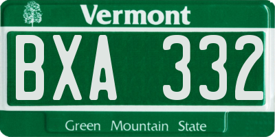 VT license plate BXA332