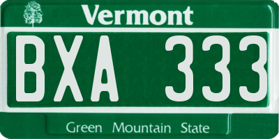 VT license plate BXA333