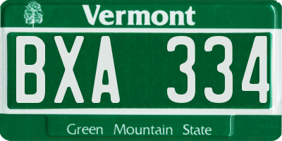 VT license plate BXA334