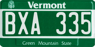 VT license plate BXA335