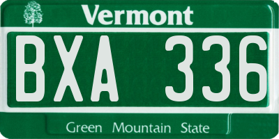 VT license plate BXA336
