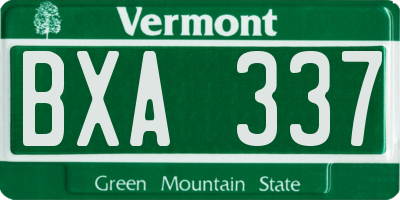 VT license plate BXA337