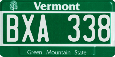 VT license plate BXA338