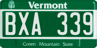 VT license plate BXA339
